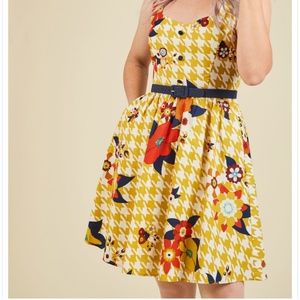 Modcloth Biking Through Brussels Houndstooth Dress